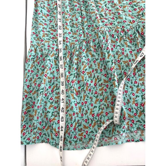 Floral Dress L Tiered Pockets Midi Puff Sleeve Cottagecore Casual Boho Fairycore - Picture 6 of 10